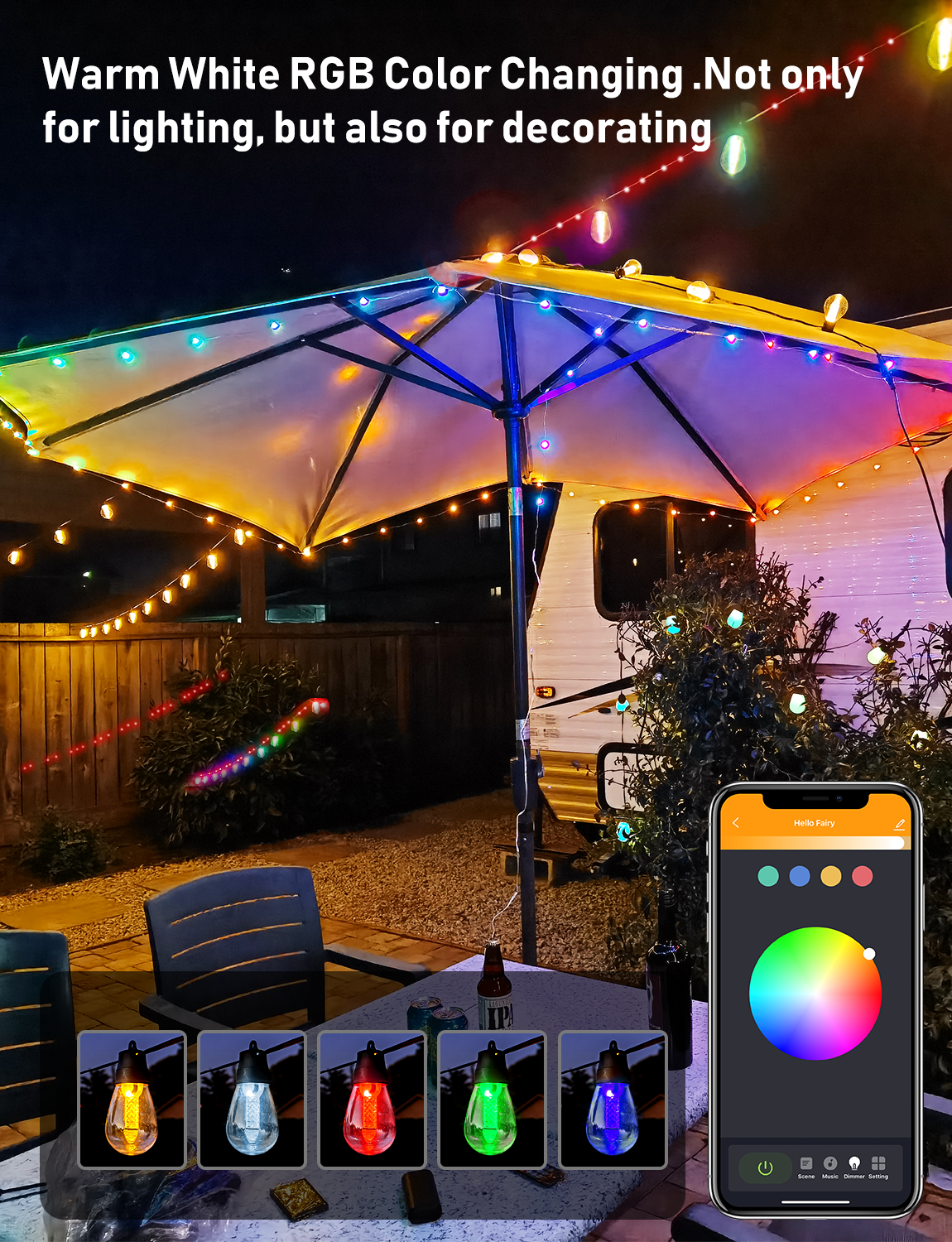 RSH Hot Sale S14 Smart String  - Smart Garden Led Lights ulasan dan harga