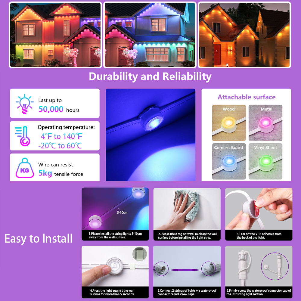 Smart WIFI RGB Eaves Lighting  - Smart Garden Led Lights ulasan dan harga