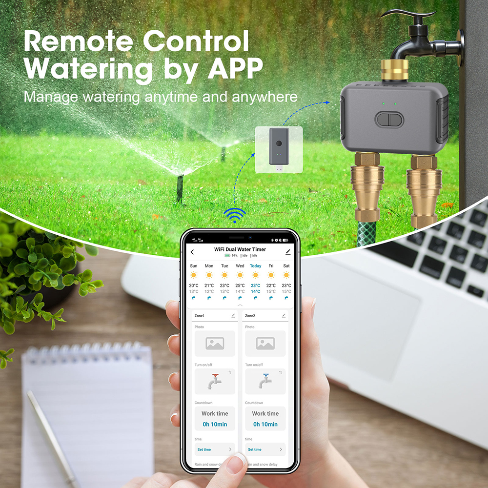 Tuya 2 Zone Watering Timer Gar - Smart Garden In Home ulasan dan harga